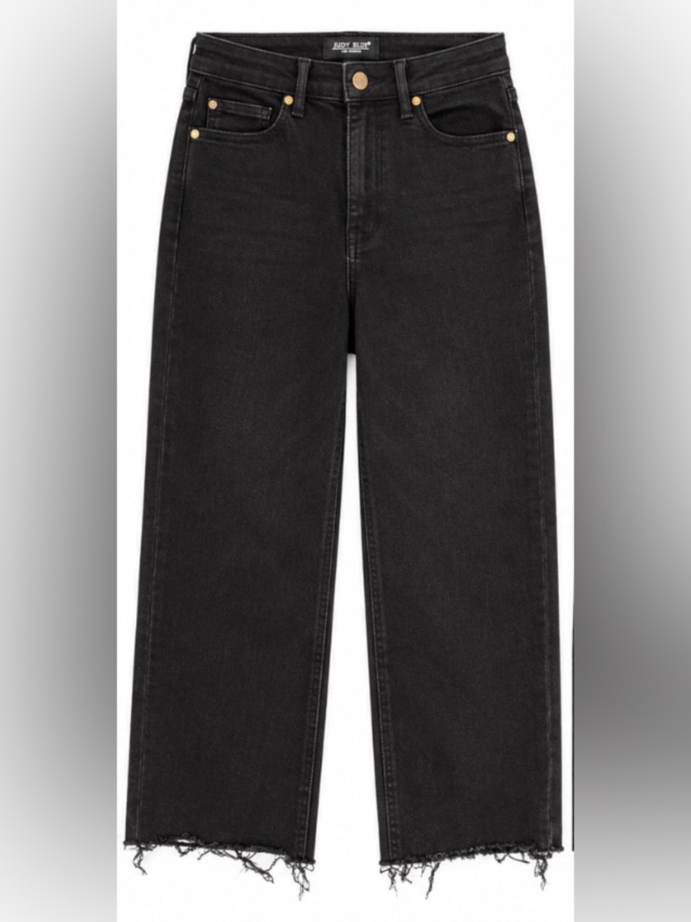 Judy Blue Size 3/26 Black High Rise Wide Leg Crop Jeans Raw Hem